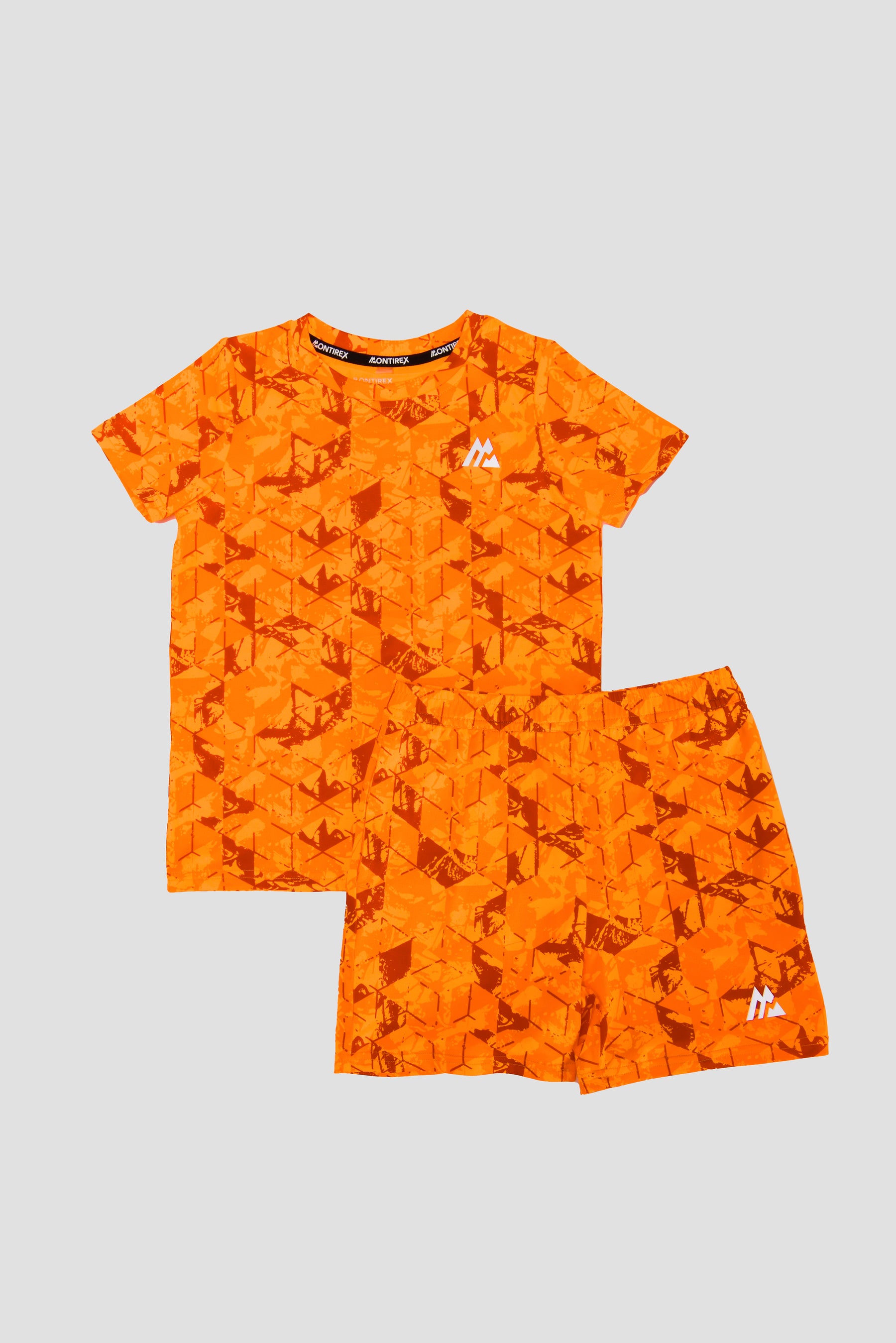 Infants Geo T-Shirt/Short Set - Fiery Orange/Ice Tango/Lava