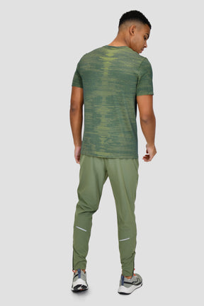 Men's Glitch Seamless T-Shirt - Greyed Indigo/Electric Lime