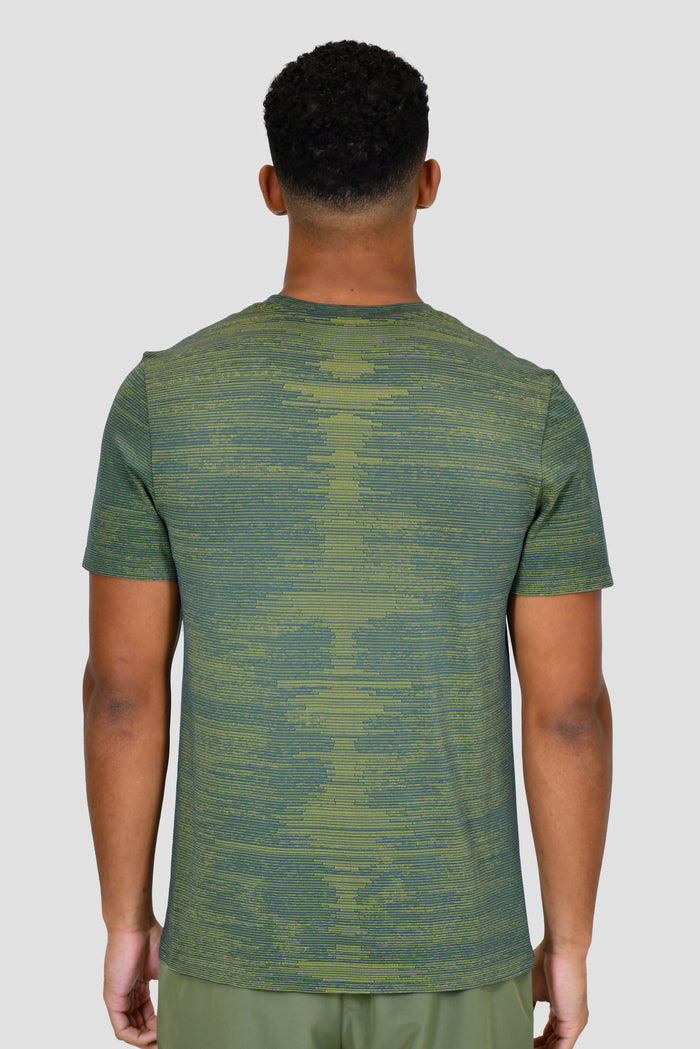 Men's Glitch Seamless T-Shirt - Greyed Indigo/Electric Lime