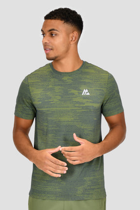 Men's Glitch Seamless T-Shirt - Greyed Indigo/Electric Lime