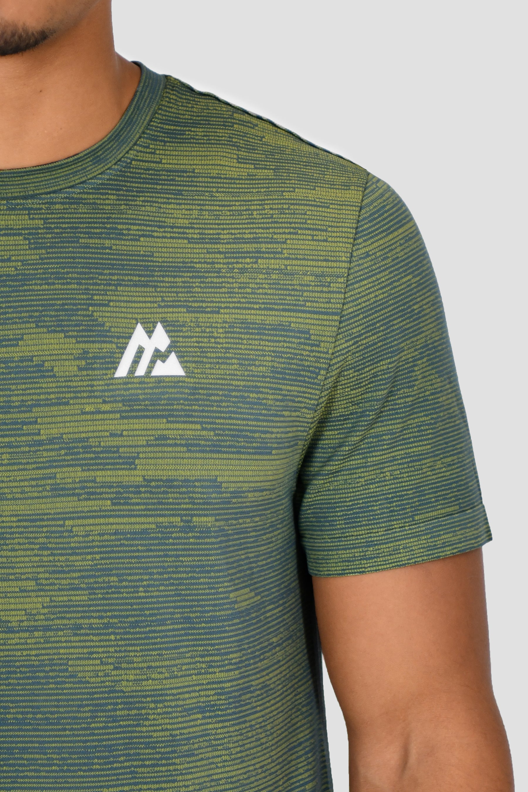 Men's Glitch Seamless T-Shirt - Greyed Indigo/Electric Lime