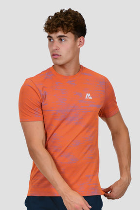 Glitch Seamless T-Shirt - Fiery Orange/Neon Blue