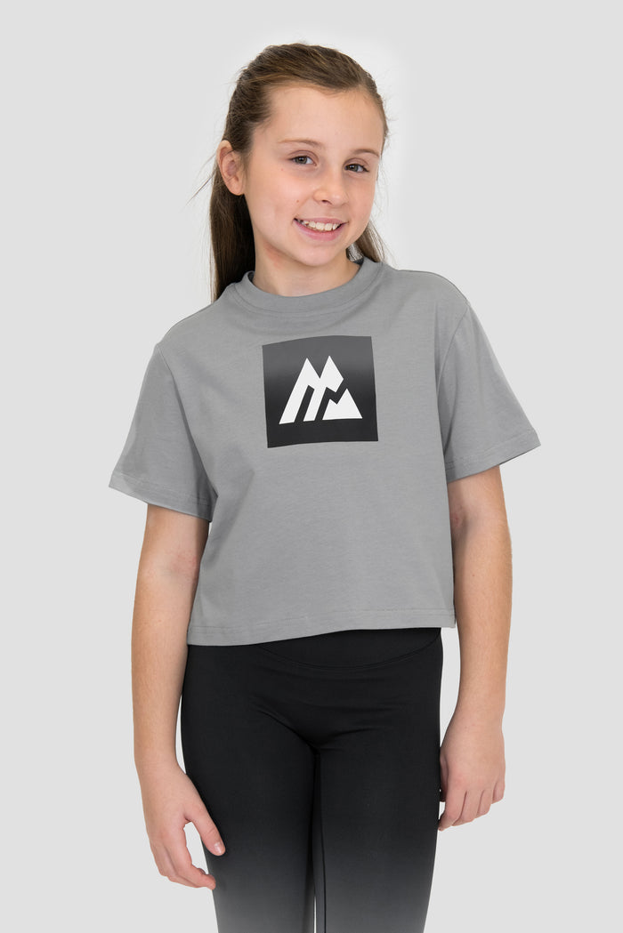 Girls Glow Cotton T-Shirt - Basalt/Black/Winter Sky