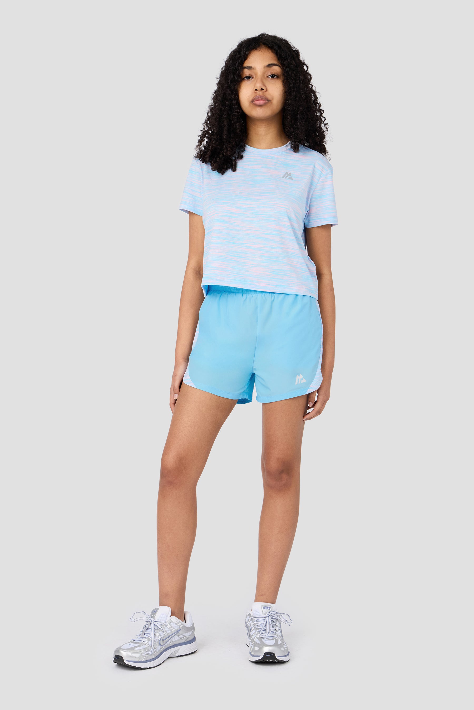 Girls Trail Panel Short - Light Blue/Pink