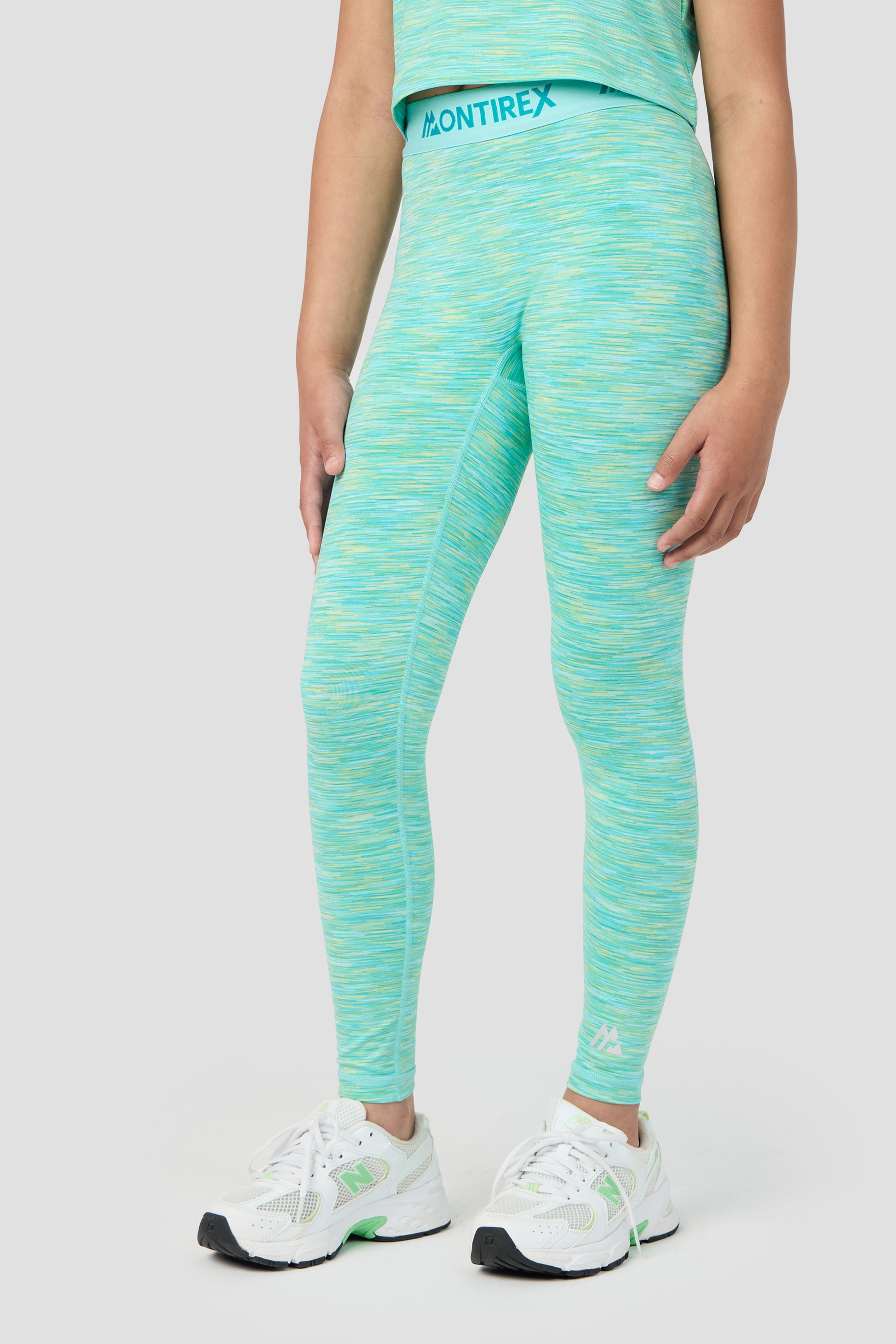 Girls Trail Icon Leggings - Aqua/Citrus