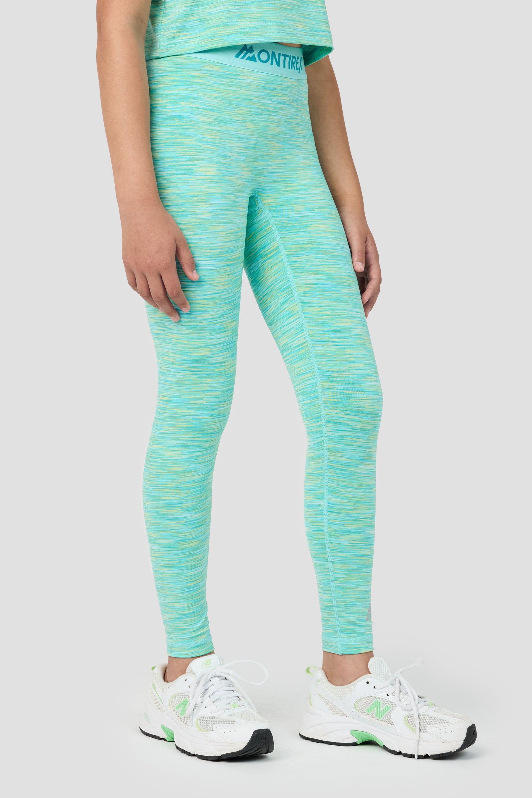 Girls Trail Icon Leggings - Aqua/Citrus