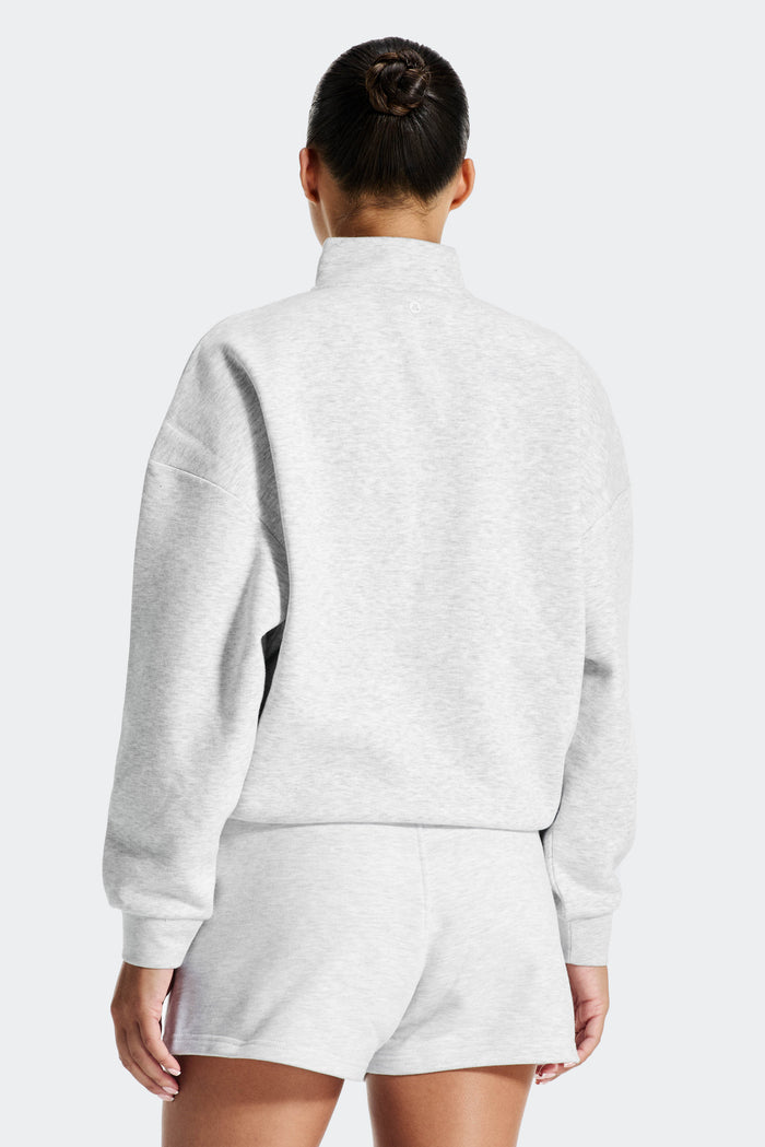 Track Graphic 1/4 Zip - Grey Marl/Poppy Red