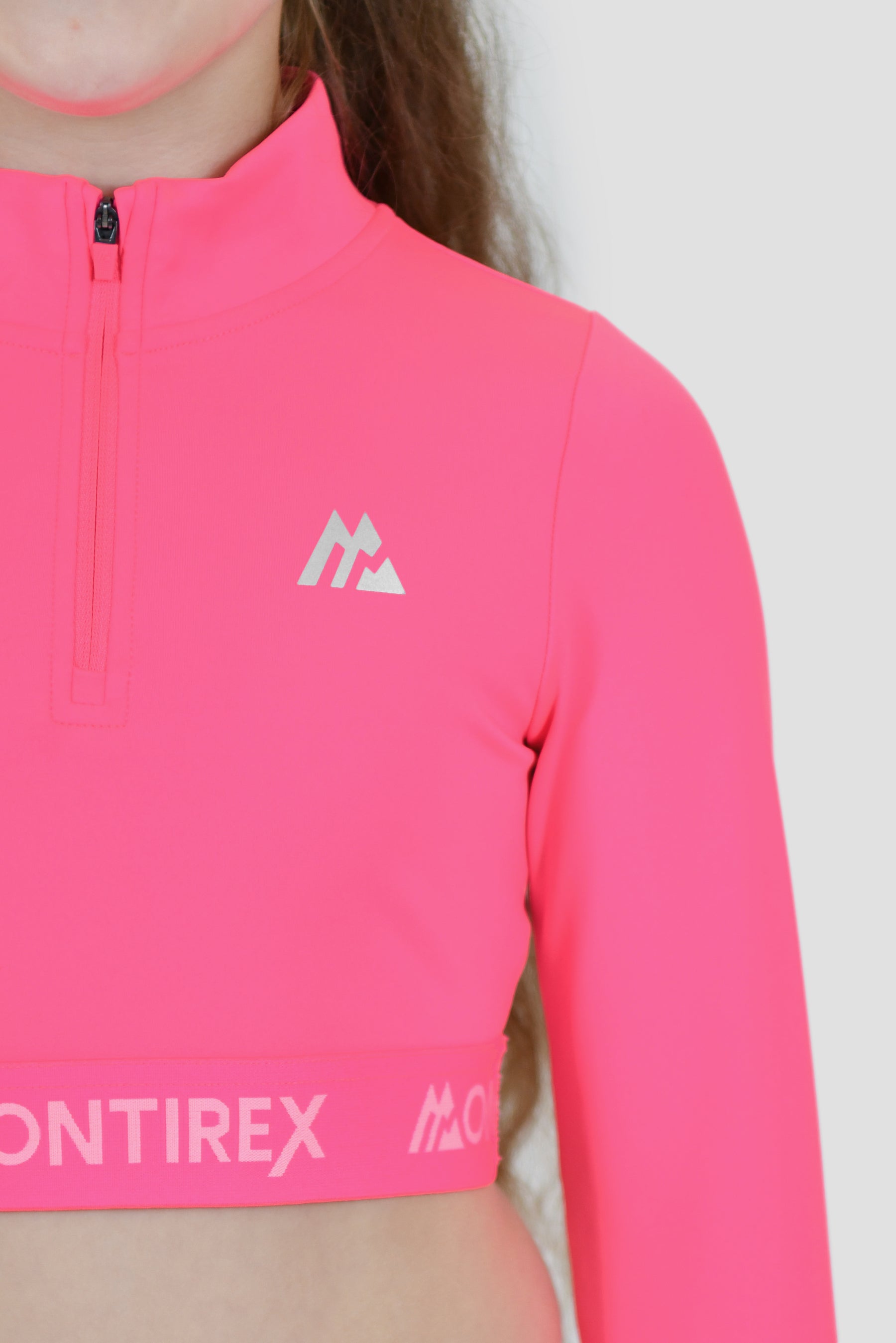 Girls Icon 1/4 Zip Top - Neon Pink