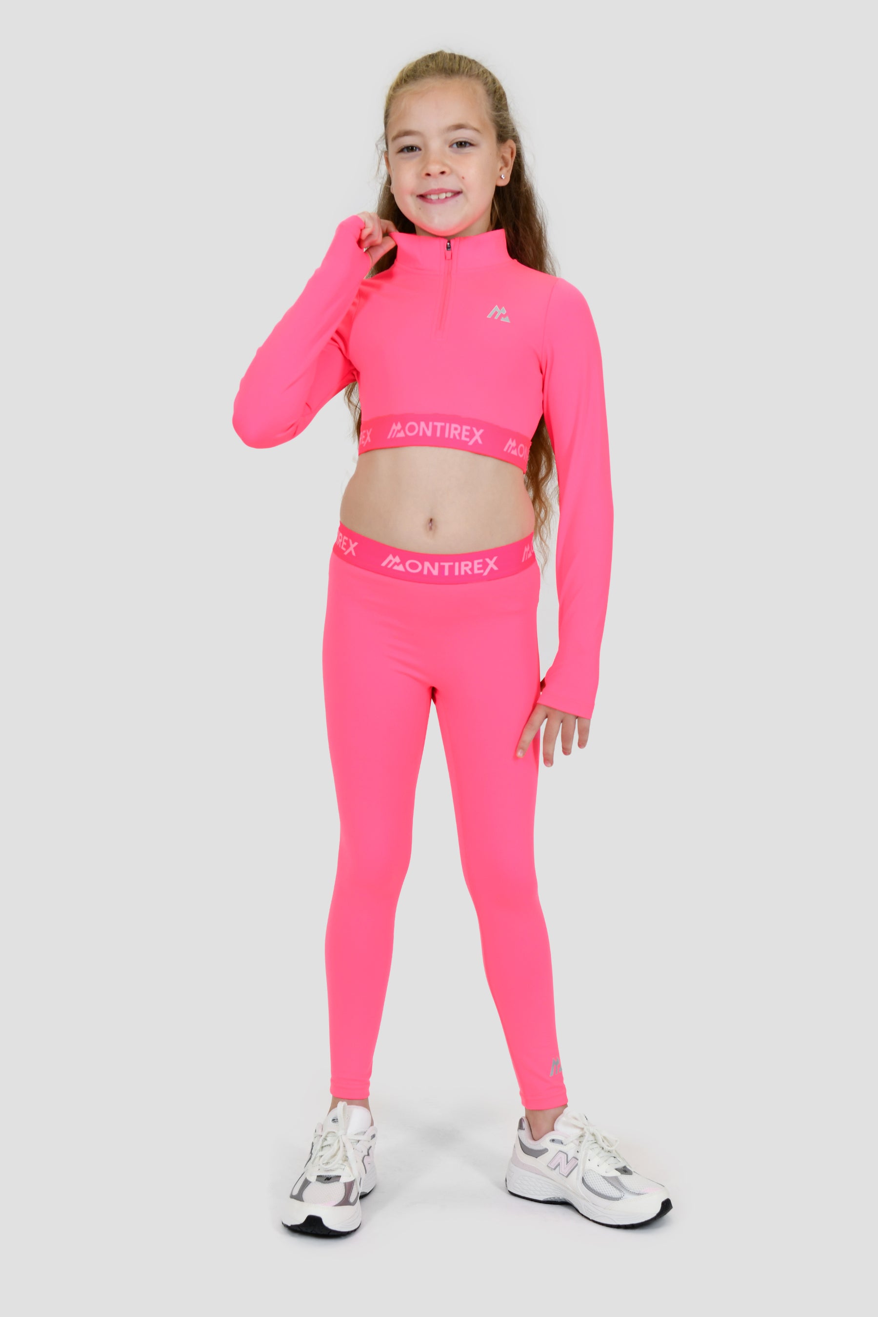 Girls Icon 1/4 Zip Top - Neon Pink