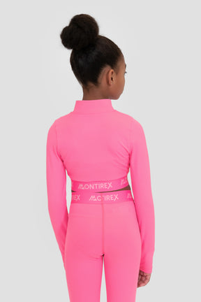 Girls Icon 1/4 Zip Top - Fuchsia