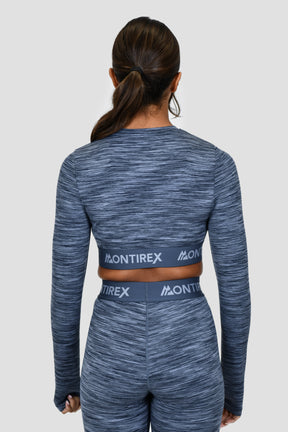 Icon Lite Long Sleeve Crop Top - Deep Indigo/Province/Greyed Indigo