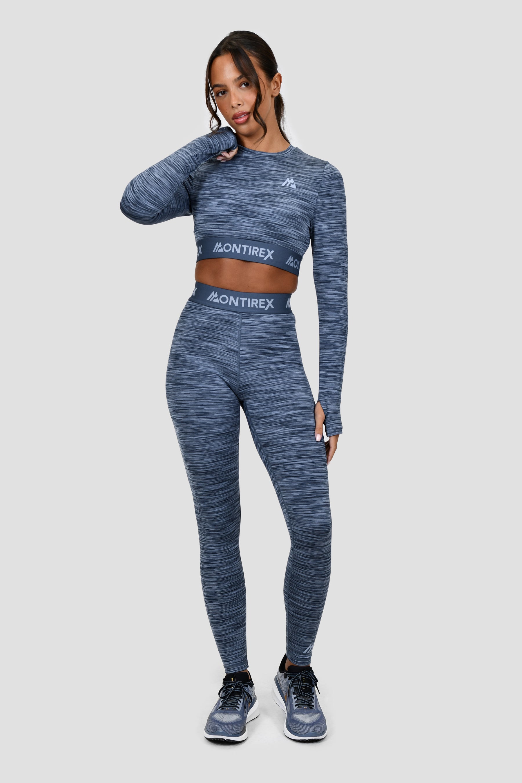 Icon Lite Long Sleeve Crop Top - Deep Indigo/Province/Greyed Indigo