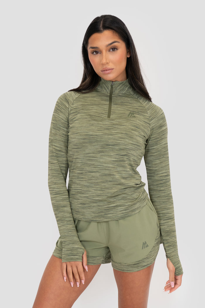 Sudadera Con 1/4 Zip Trail - Khaki Multi