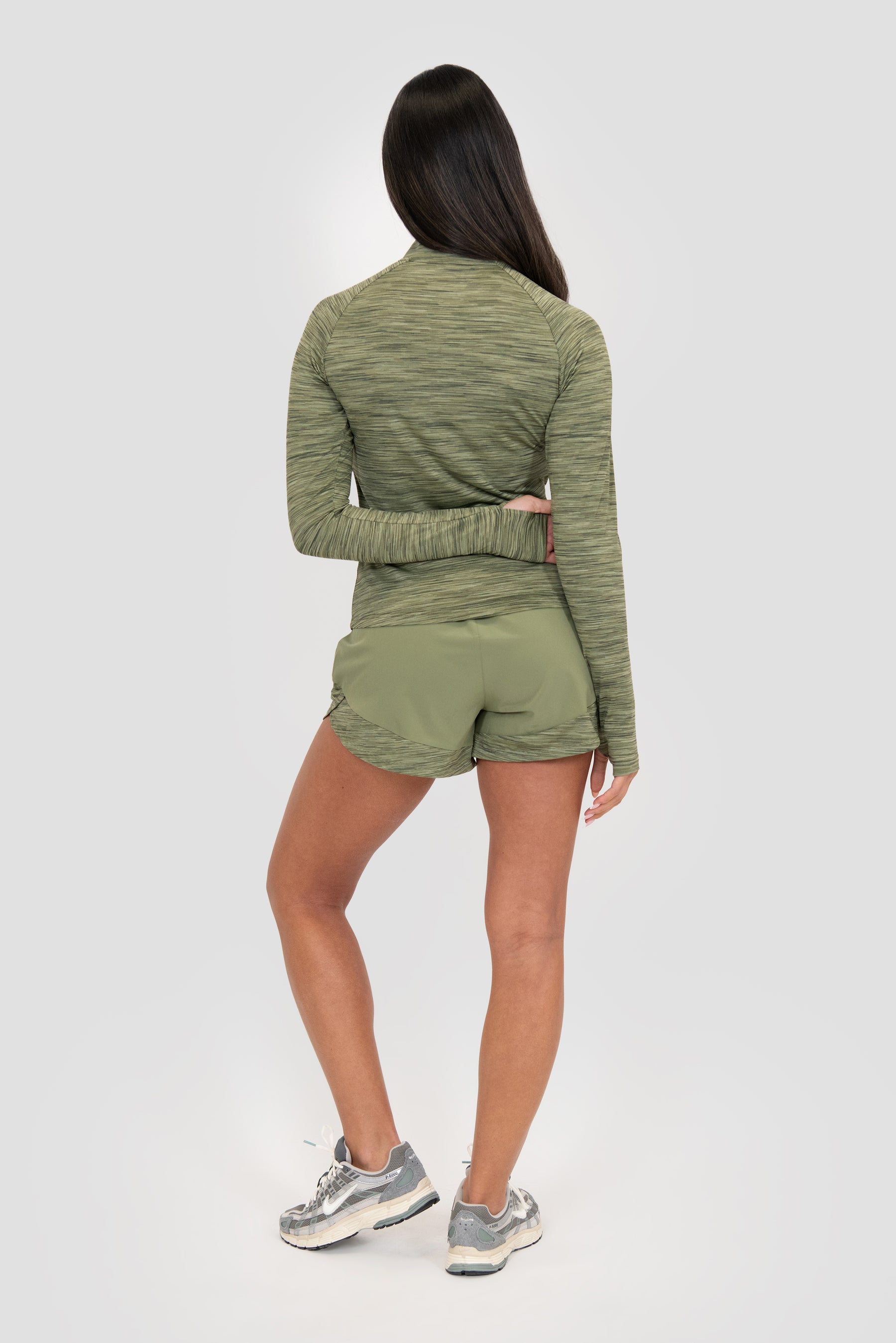 Trail Maglia Con Zip 1/4 Da Donna - Khaki Multi