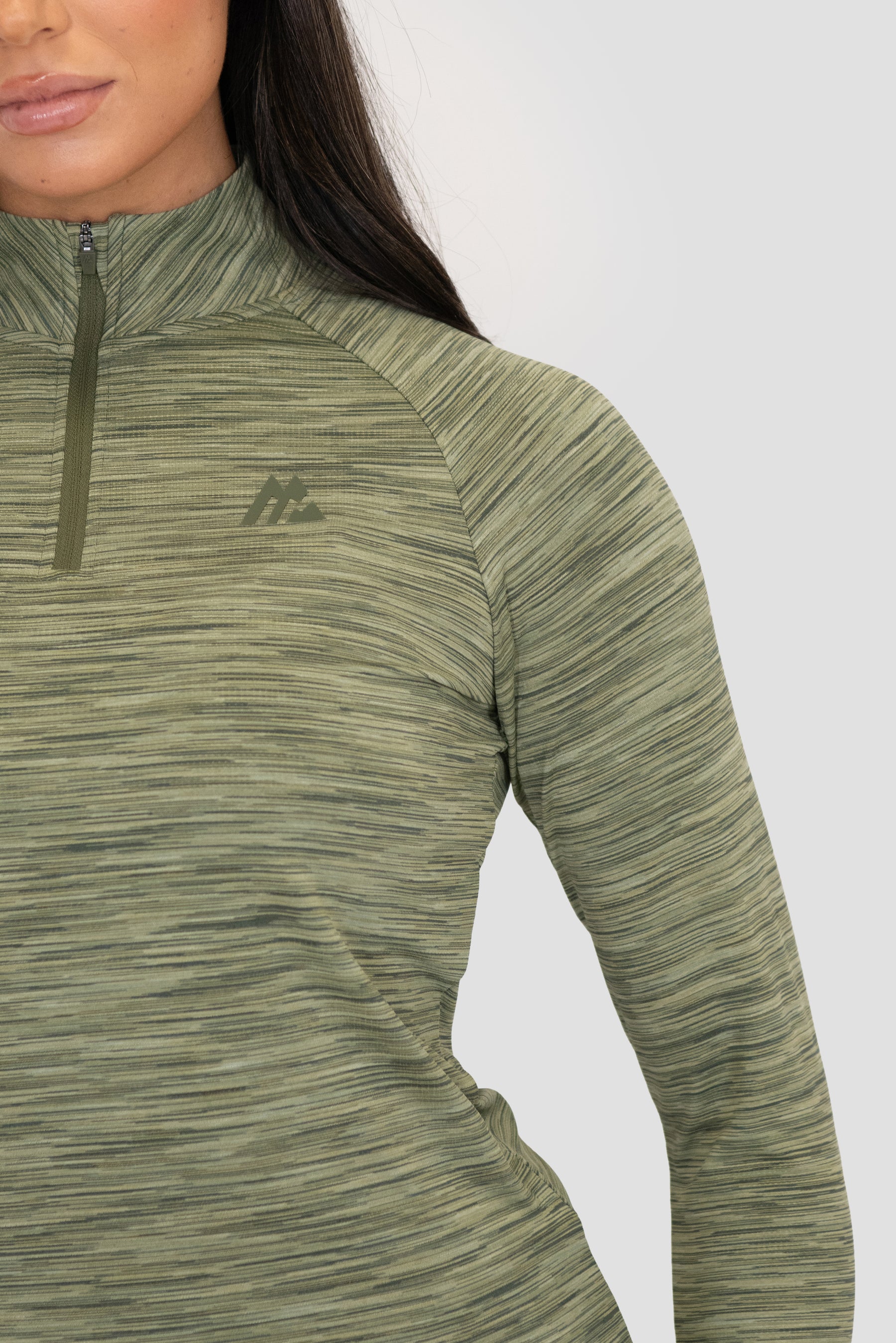 Trail Maglia Con Zip 1/4 Da Donna - Khaki Multi