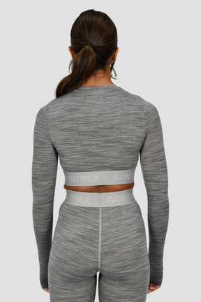 Icon Lite Long Sleeve Crop Top - Basalt/Nocturnal/Storm