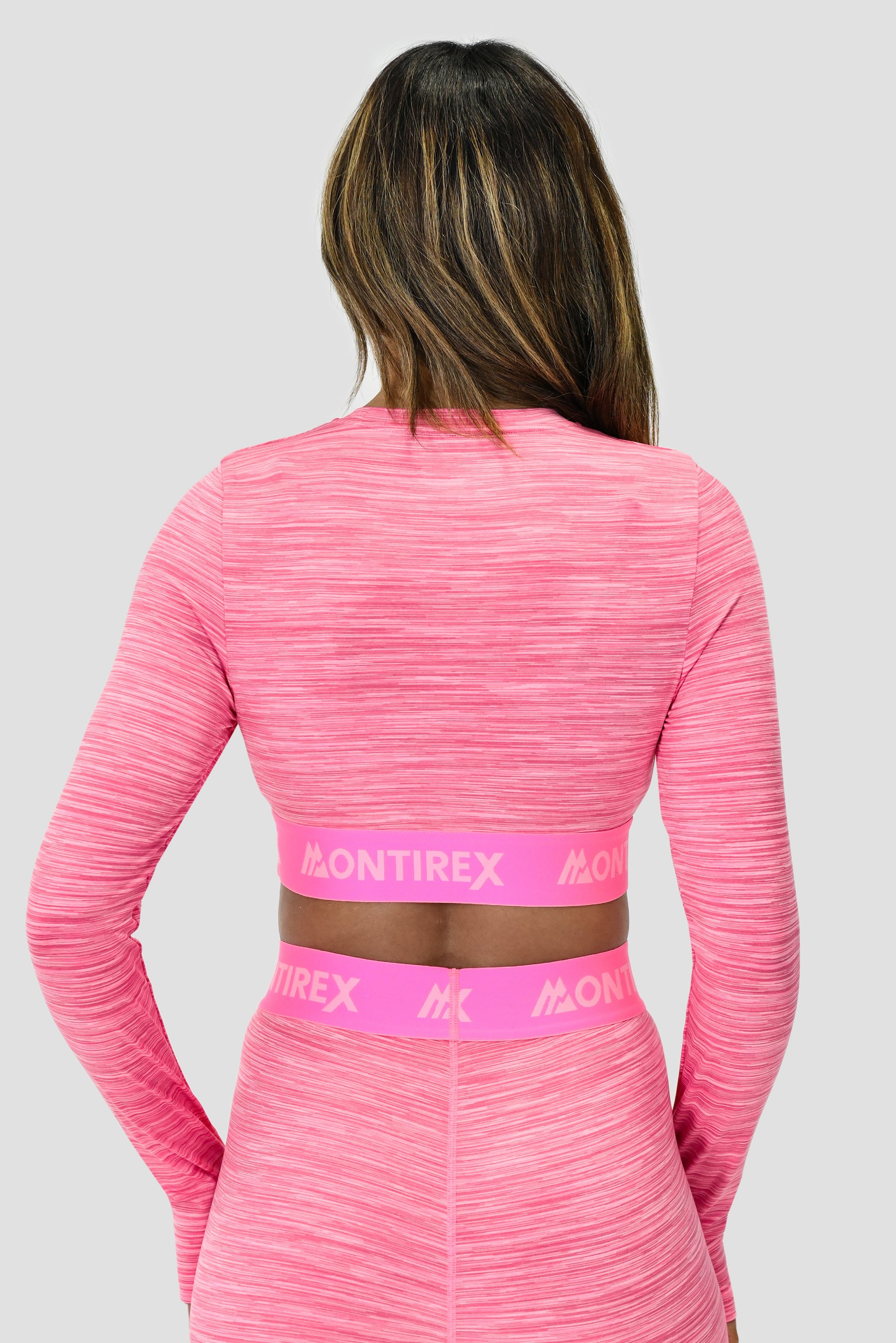 Women's Icon Lite Long Sleeve Crop Top - Pink Multi