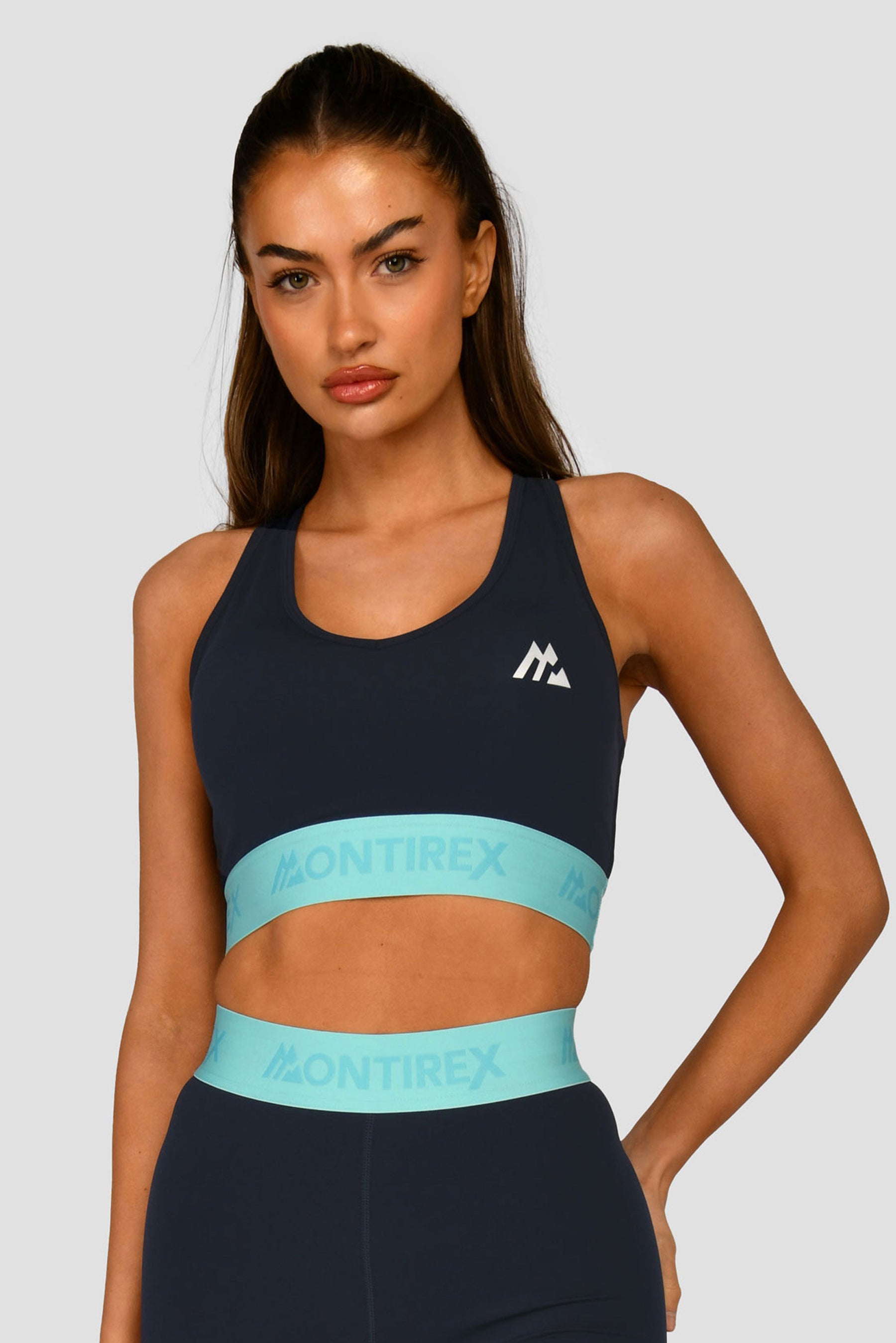 Women's Icon Contrast Sports Bra - Midnight Blue/Arctic Blue/Neon Sky