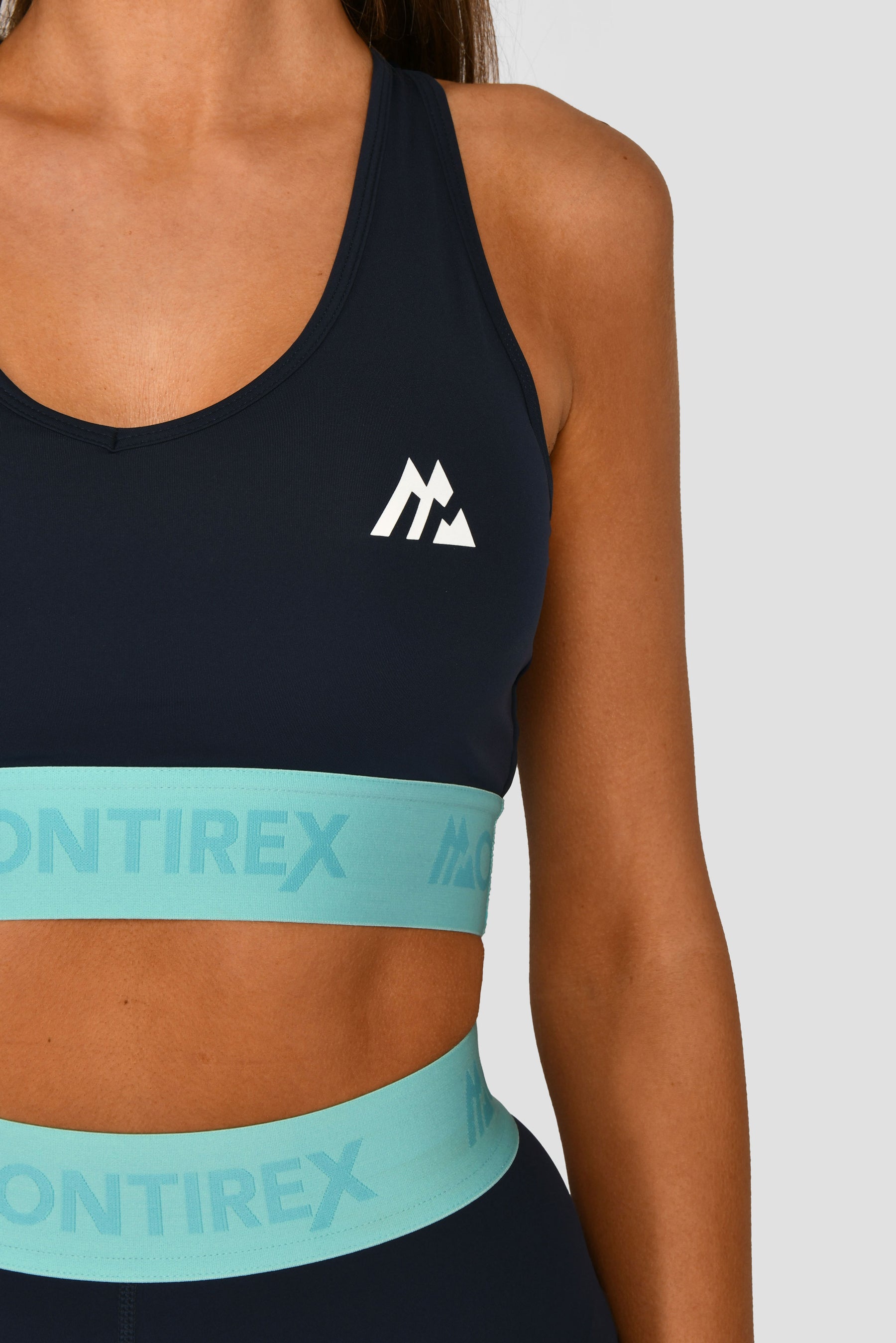 Women's Icon Contrast Sports Bra - Midnight Blue/Arctic Blue/Neon Sky