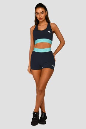 Women's Icon Contrast Sports Bra - Midnight Blue/Arctic Blue/Neon Sky