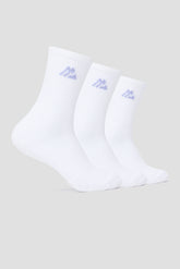 Women's Crew Sock 3 Pack - White/Lilac Sapphire