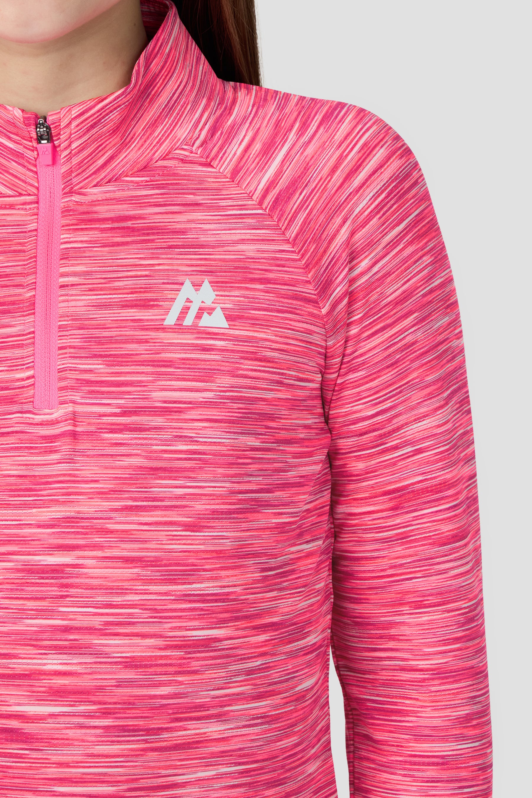 Girls Trail 1/4 Zip - Fuschia/White