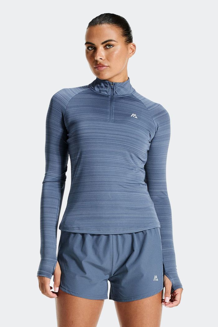 Breathe 1/4 Zip - Greyed Indigo