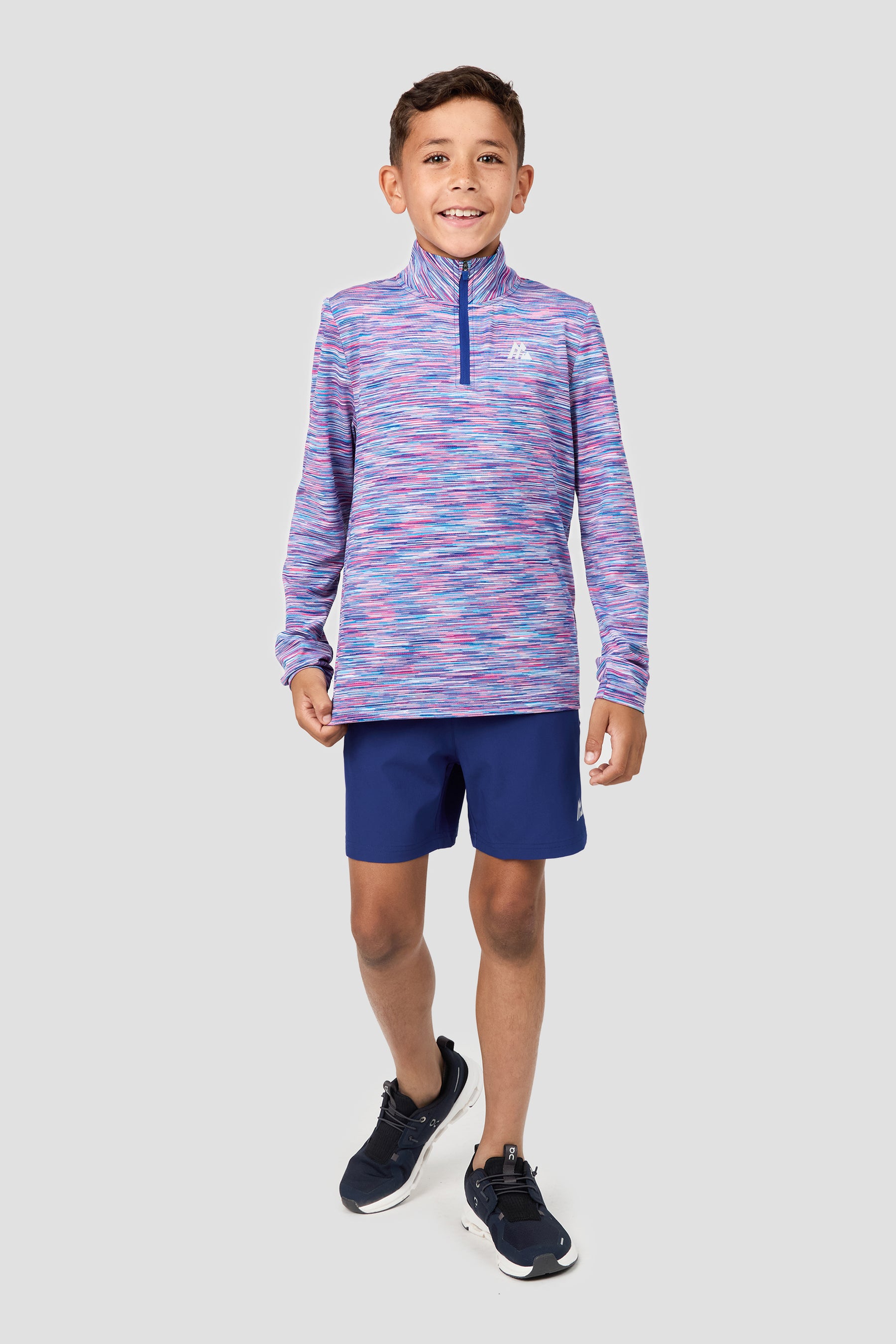 Boys Trail 1/4 ZIp - Blue/Pink/White