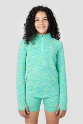 Girls Trail 1/4 Zip - Aqua/Citrus