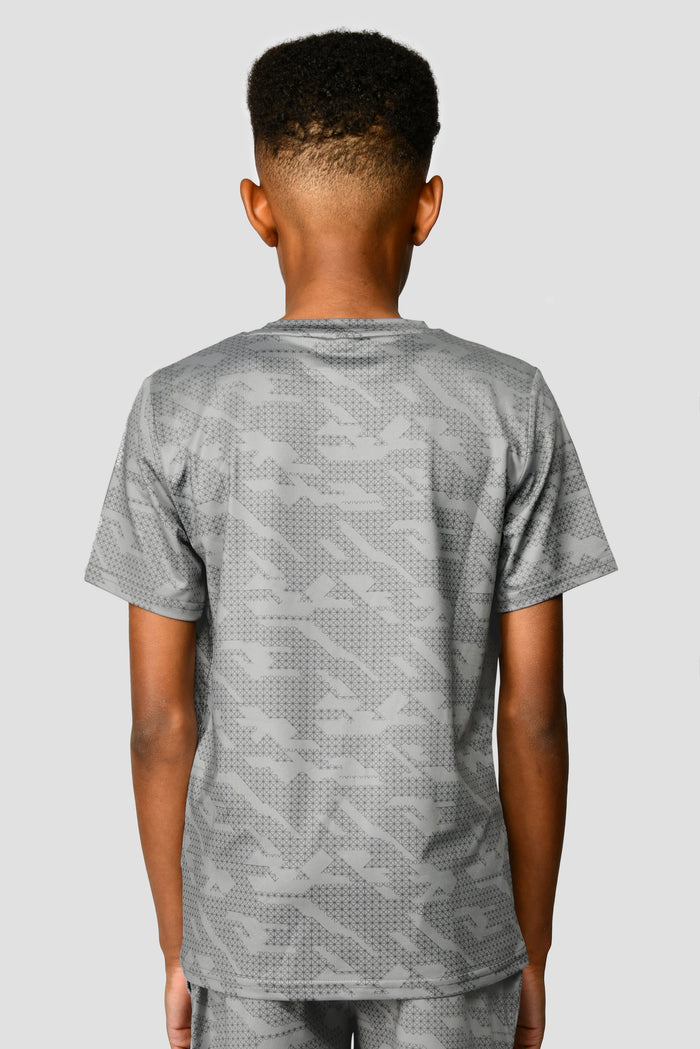 Junior Geo Grid T-Shirt - Cement Grey/Platinum Grey