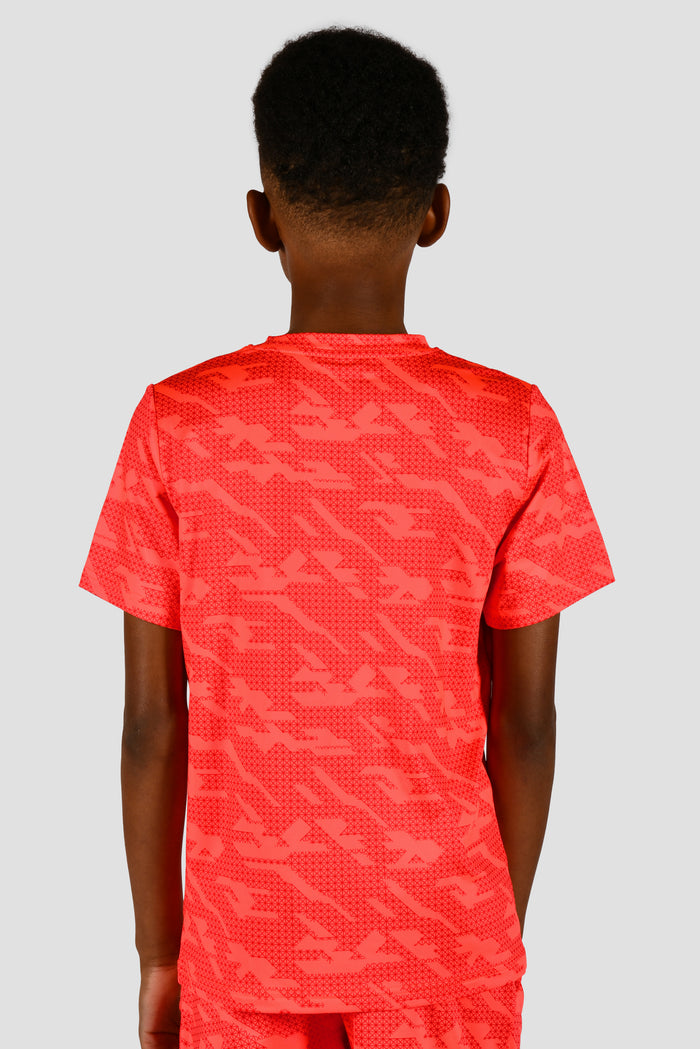 Junior Geo Grid T-Shirt - Crimson/Cardinal Red