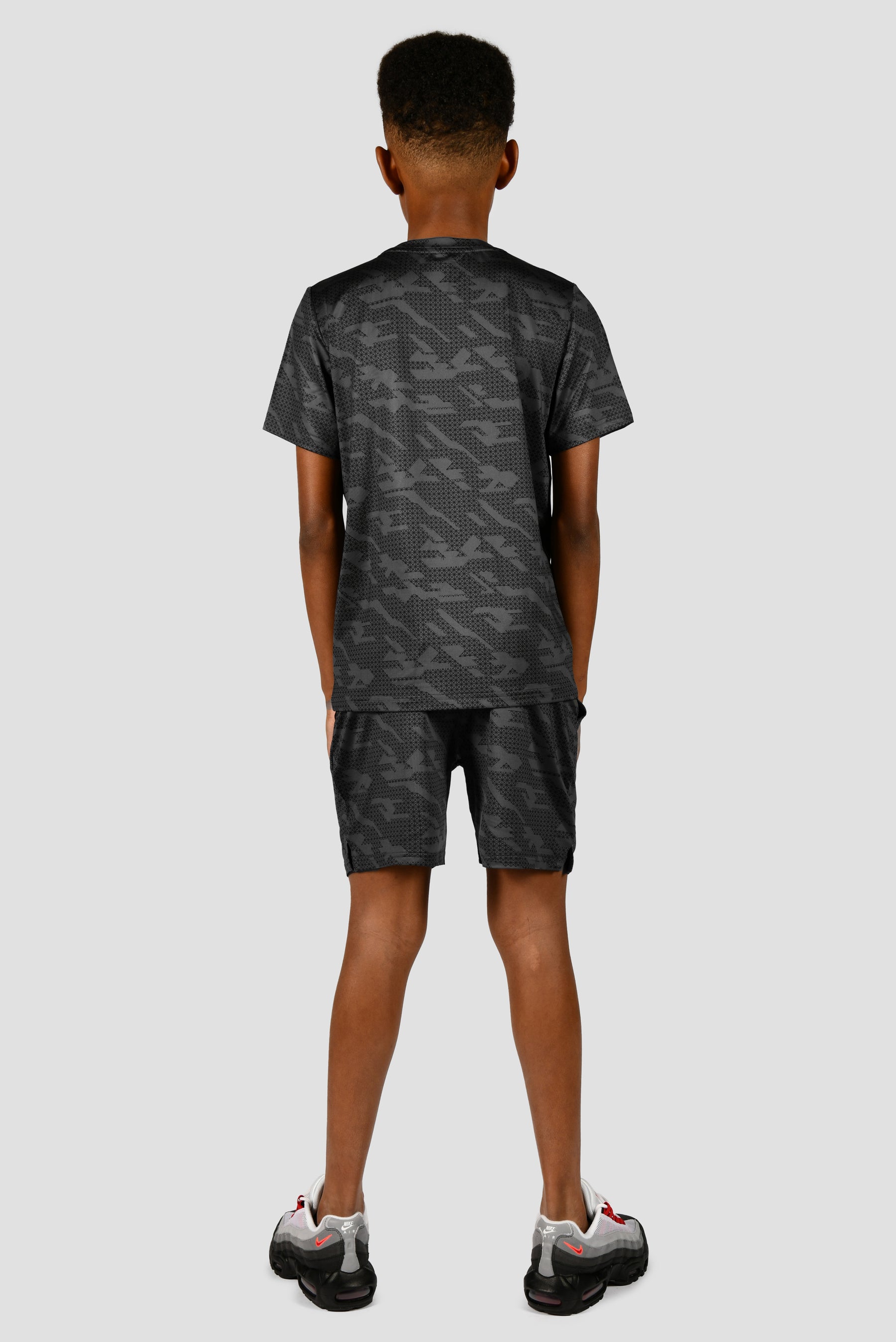 Junior Geo Grid T-Shirt - Jet Grey/Black