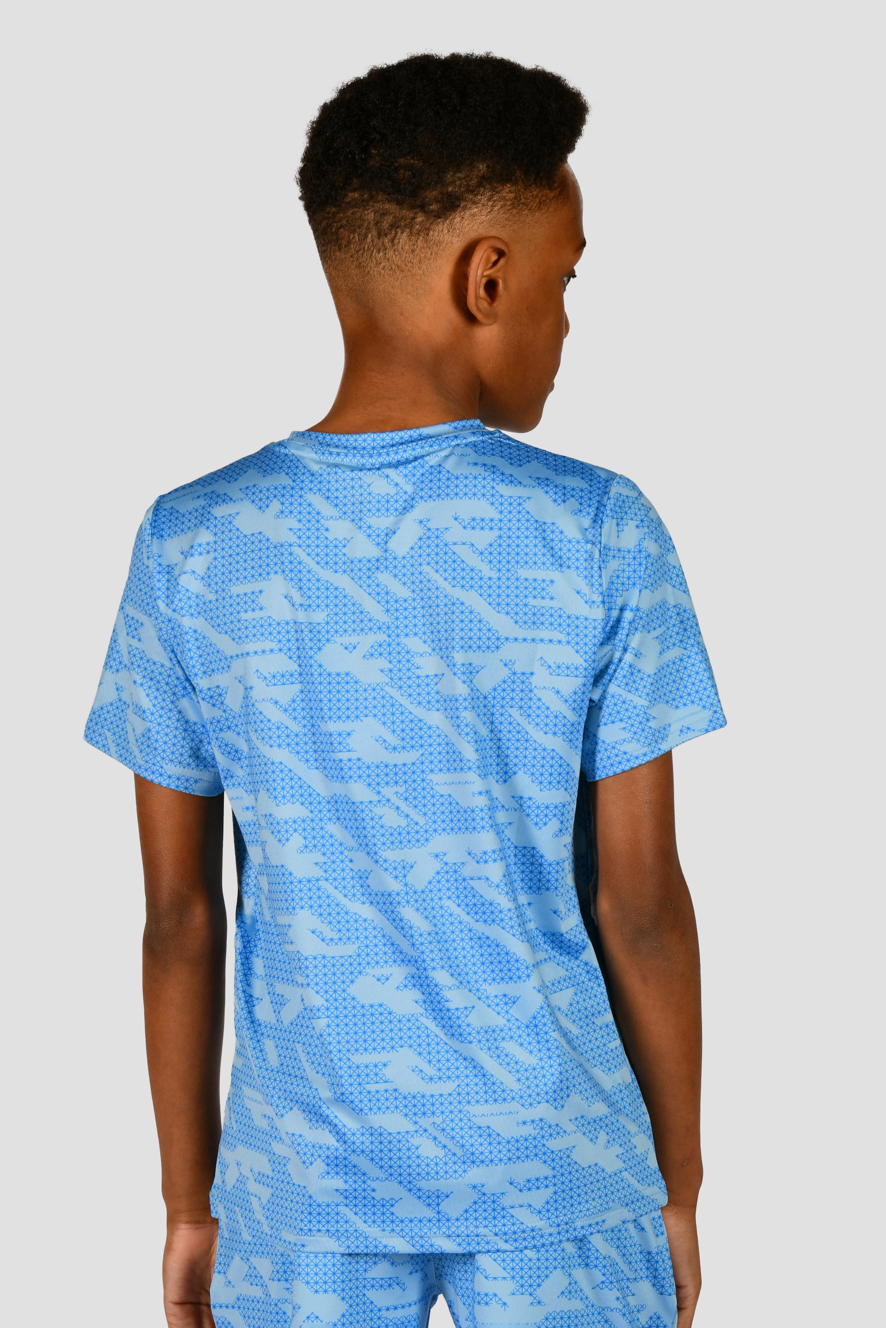 Junior Geo Grid T-Shirt - Light Blue/Argentinian Blue