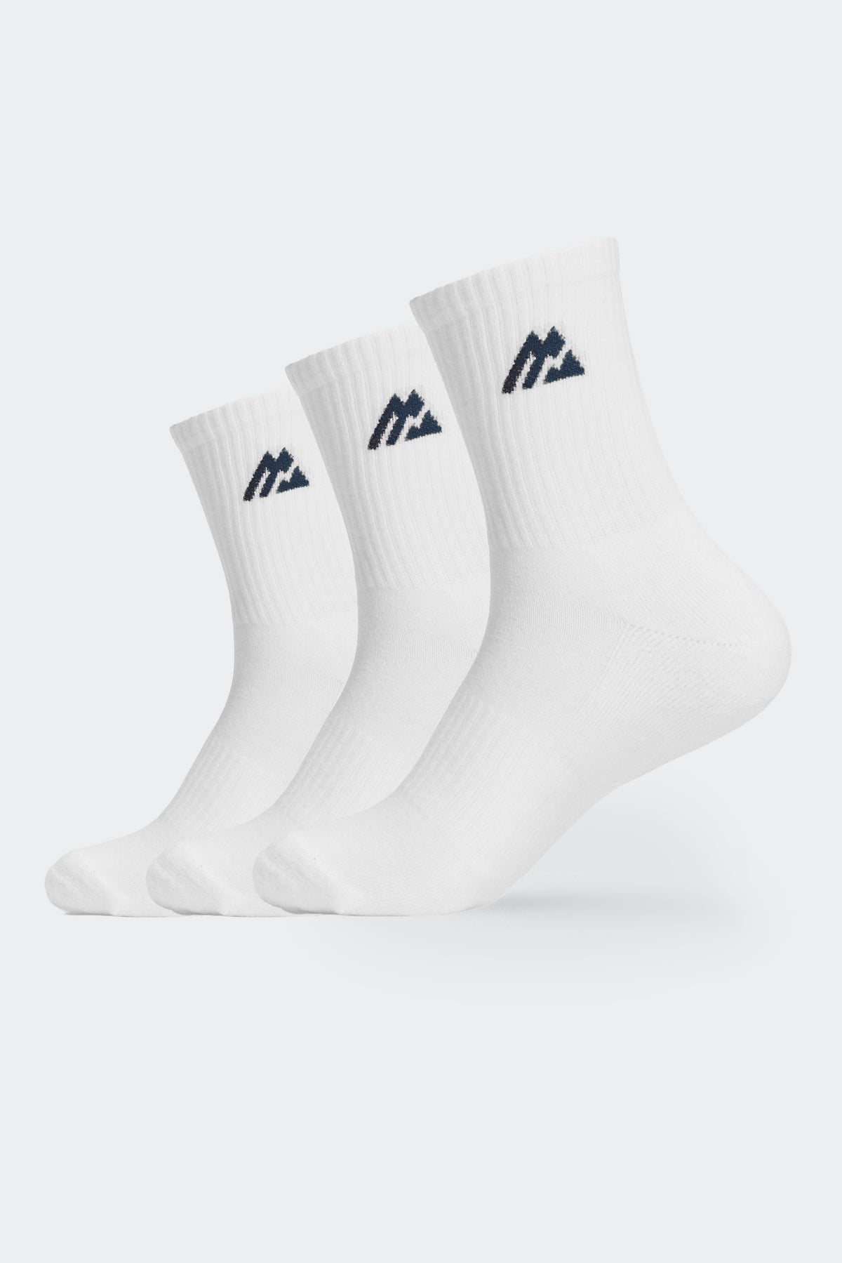 Crew Sock 3 Pack - White/Moonlight Blue
