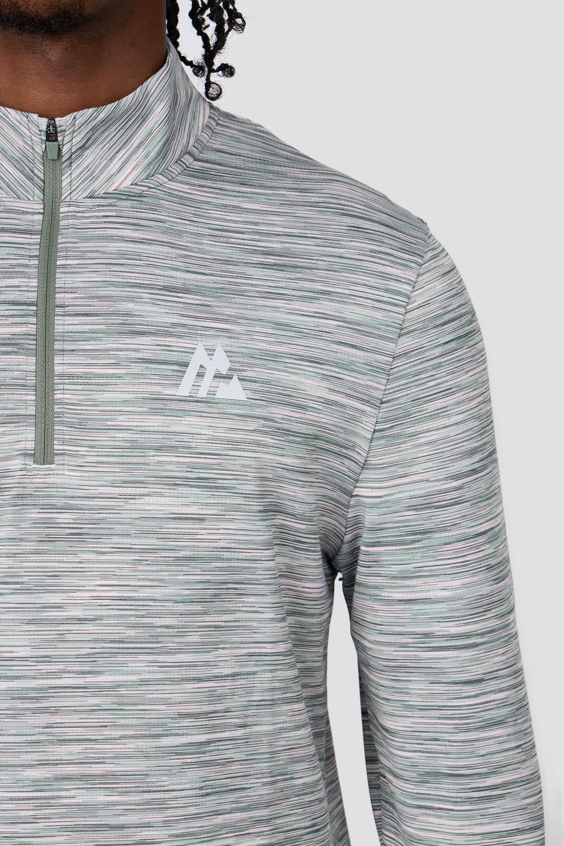 Trail 1/4 Zip - Green Slate/Pink