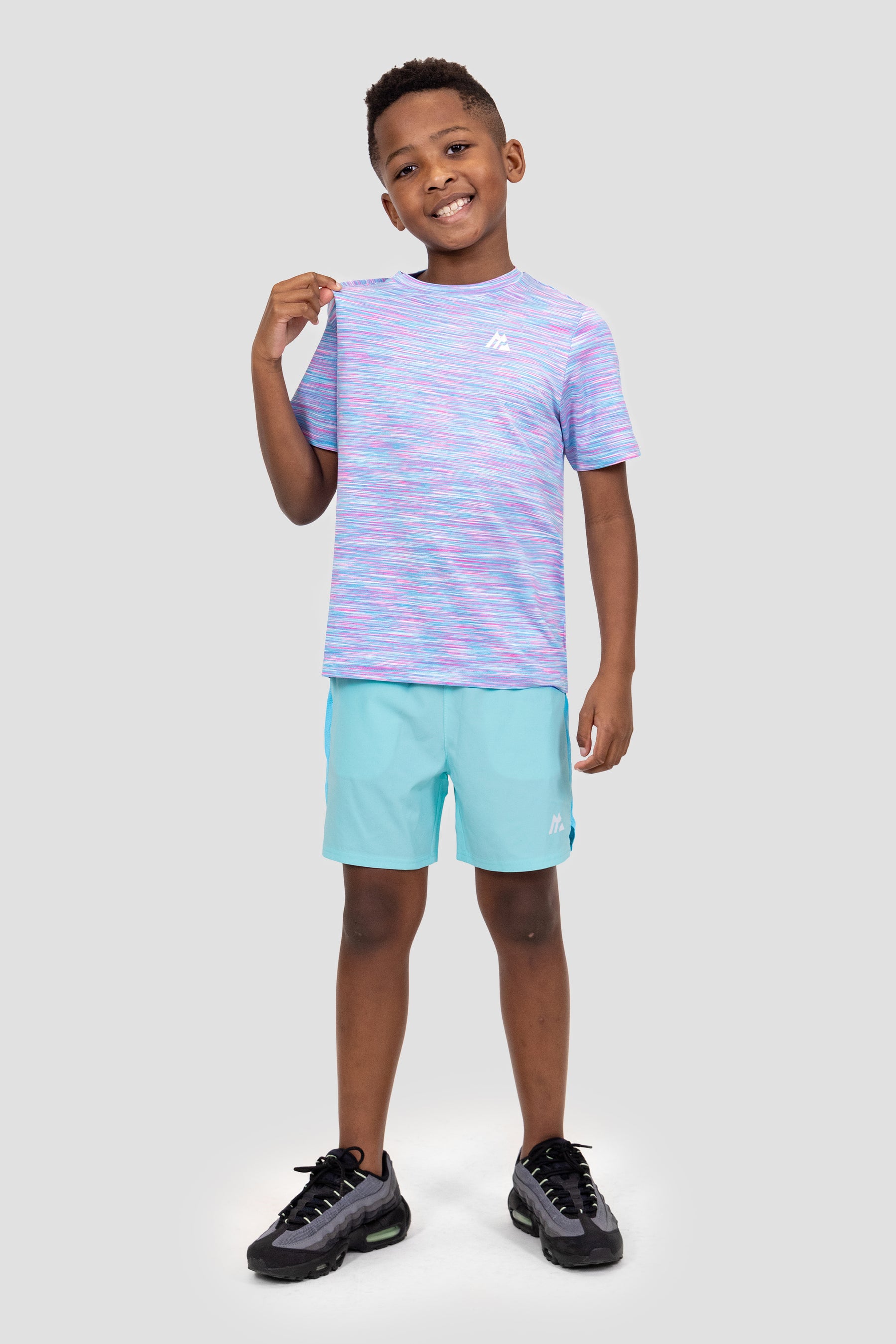 Boys Trail T-Shirt - Blue/Pink/White