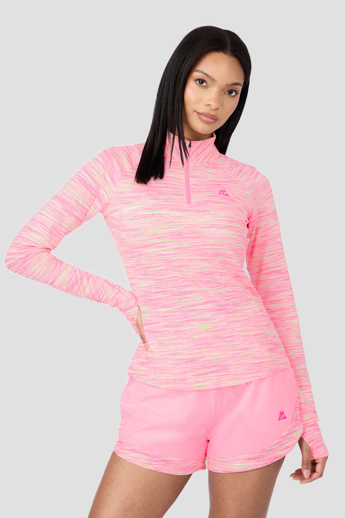 Women's Trail 1/4 Zip - Pink/Green/White