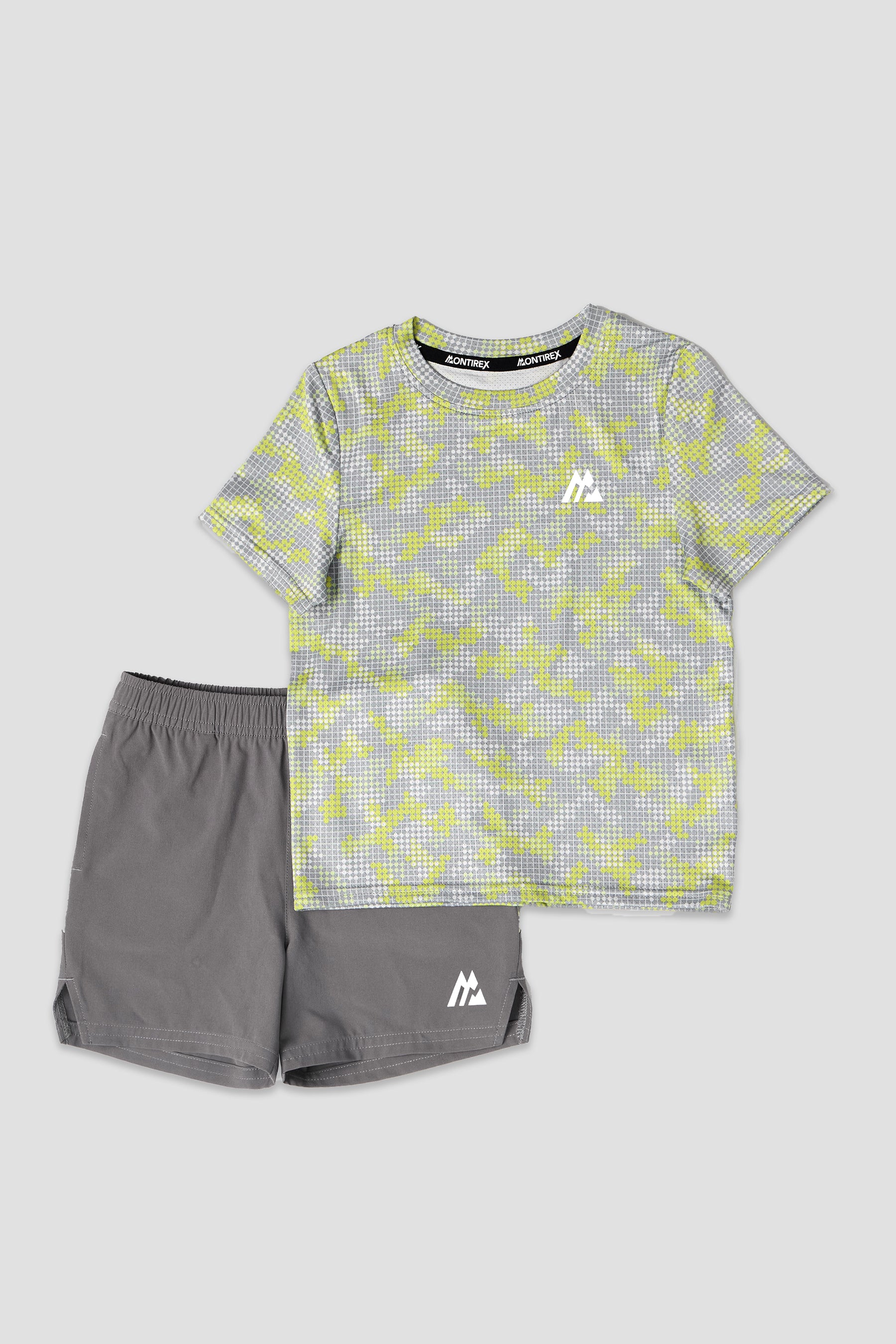 Descent Print T-Shirt/Short - Cement Grey/Platinum Grey