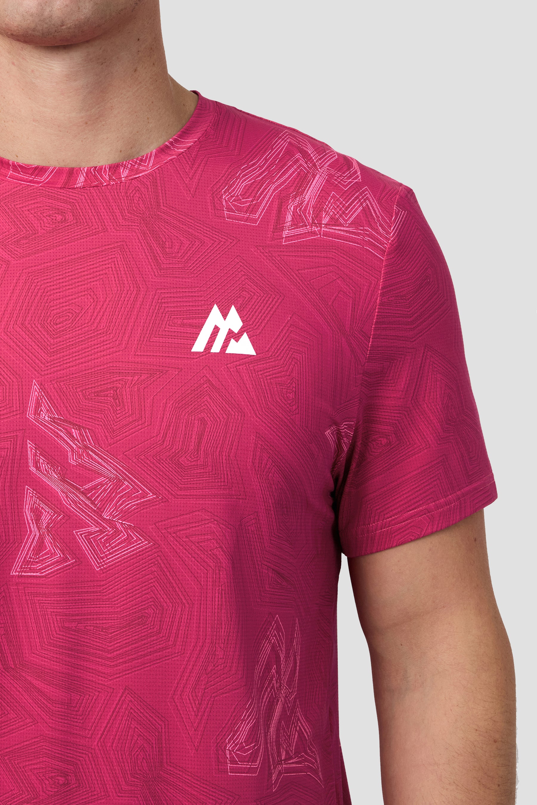 Geo M Print T-Shirt - Cherry