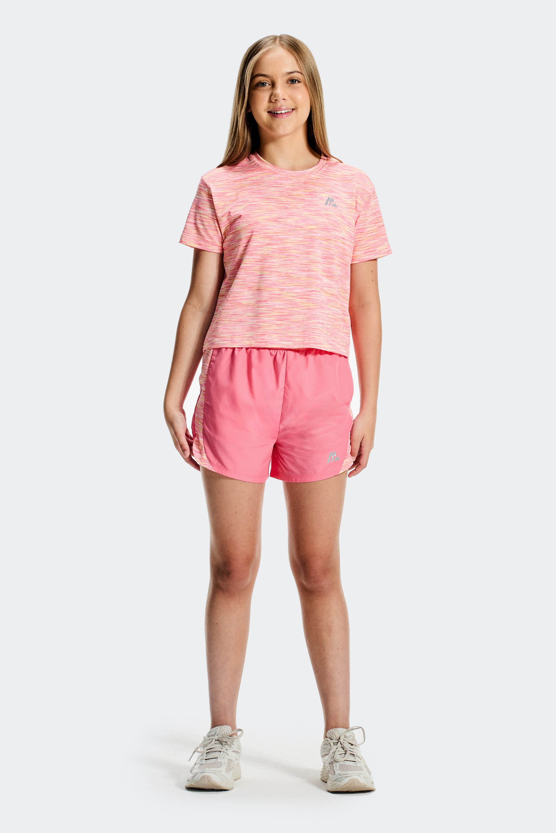 Girls Trail Panel Short - Pink/White/Yellow