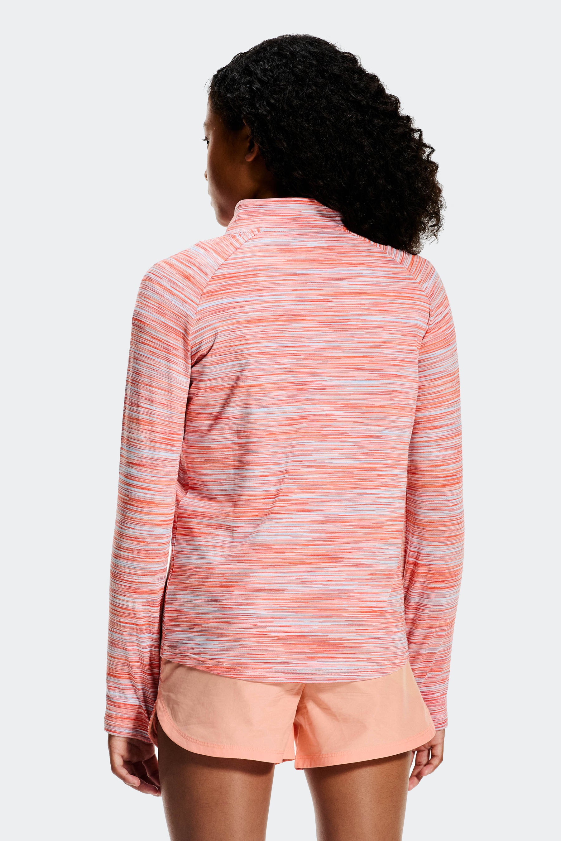Girls Trail 1/4 Zip - Peach/Sky/White