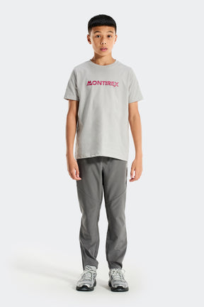Boys Trail Linear Logo T-Shirt - Light Smoke Grey