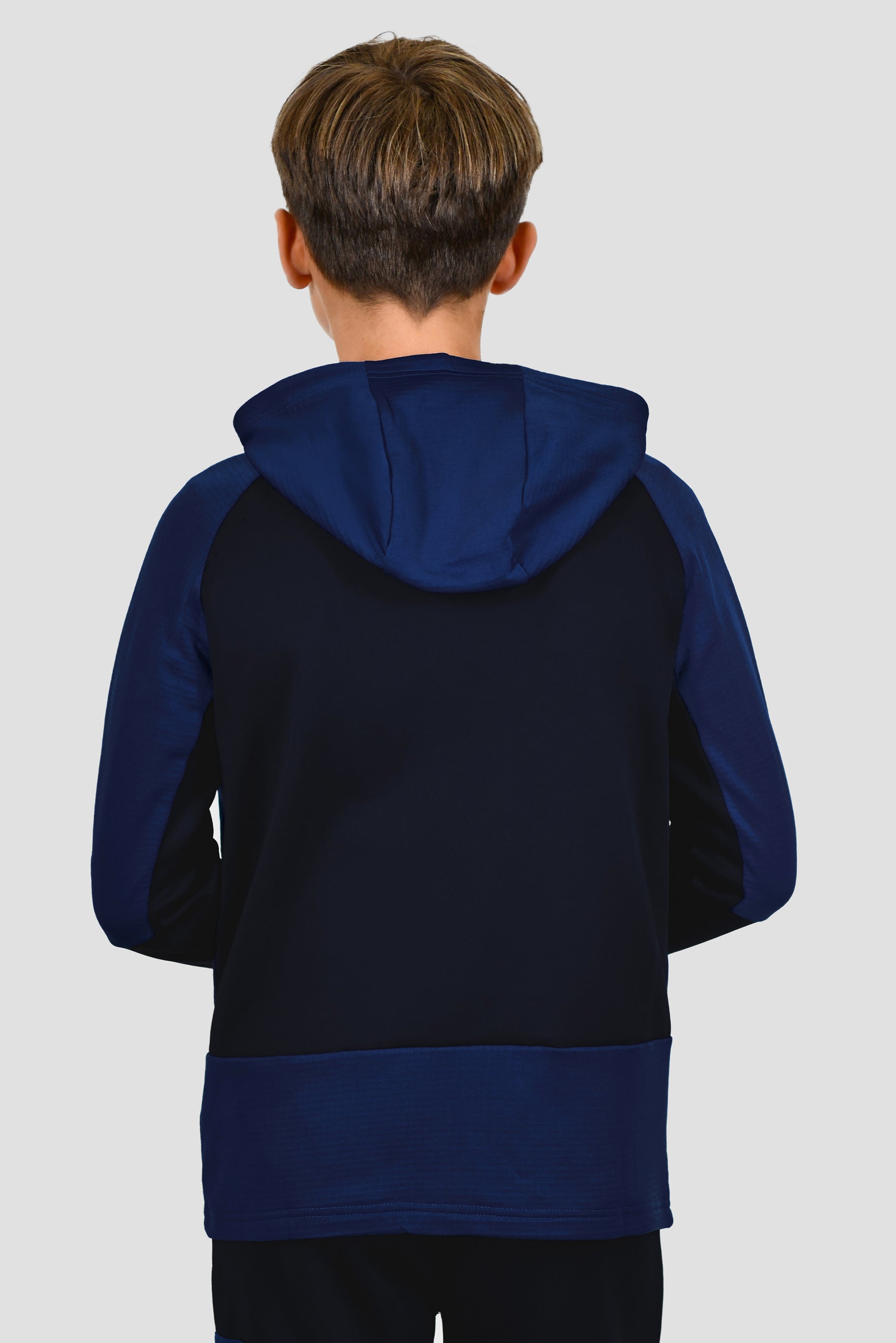 Boys Longitude Gridded Poly Hood - Midnight Blue/Marine Blue