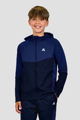 Boys Longitude Gridded Poly Hood - Midnight Blue/Marine Blue