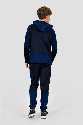 Boys Longitude Gridded Poly Hood - Midnight Blue/Marine Blue