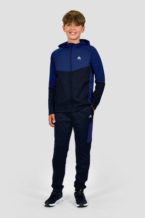 Boys Longitude Gridded Poly Hood - Midnight Blue/Marine Blue