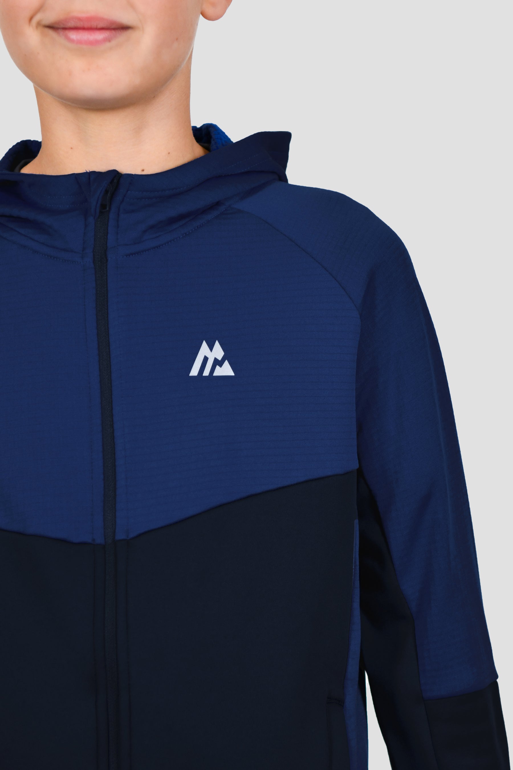 Boys Longitude Gridded Poly Hood - Midnight Blue/Marine Blue