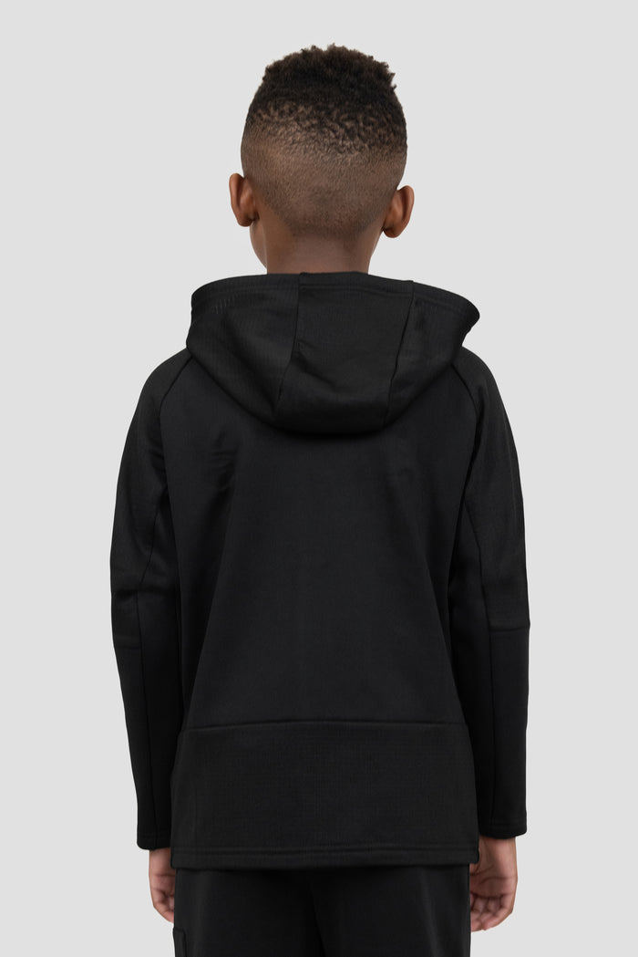 Boys Longitude Gridded Poly Hood - Black