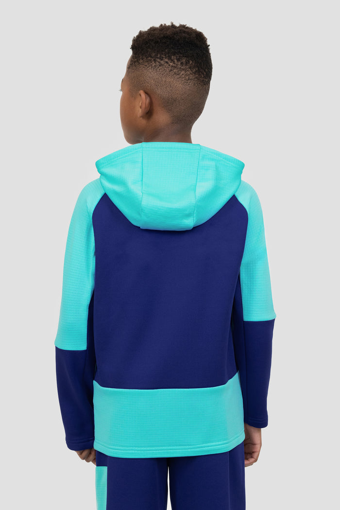 Boys Longitude Gridded Poly Hood - Marine Blue/Neon Sky