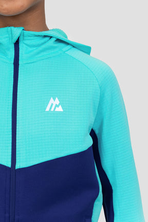 Boys Longitude Gridded Poly Hood - Marine Blue/Neon Sky